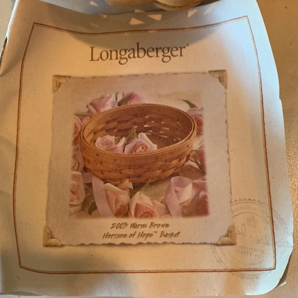 Longaberger 2003 Horizon of Hope Cancer Basket with Lid, liner, prot, ti…